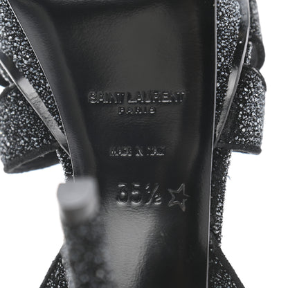 Saint Laurent Glitter Effect Calfskin Tribute 75 Platform Sandals 35.5 Black 6 of 9