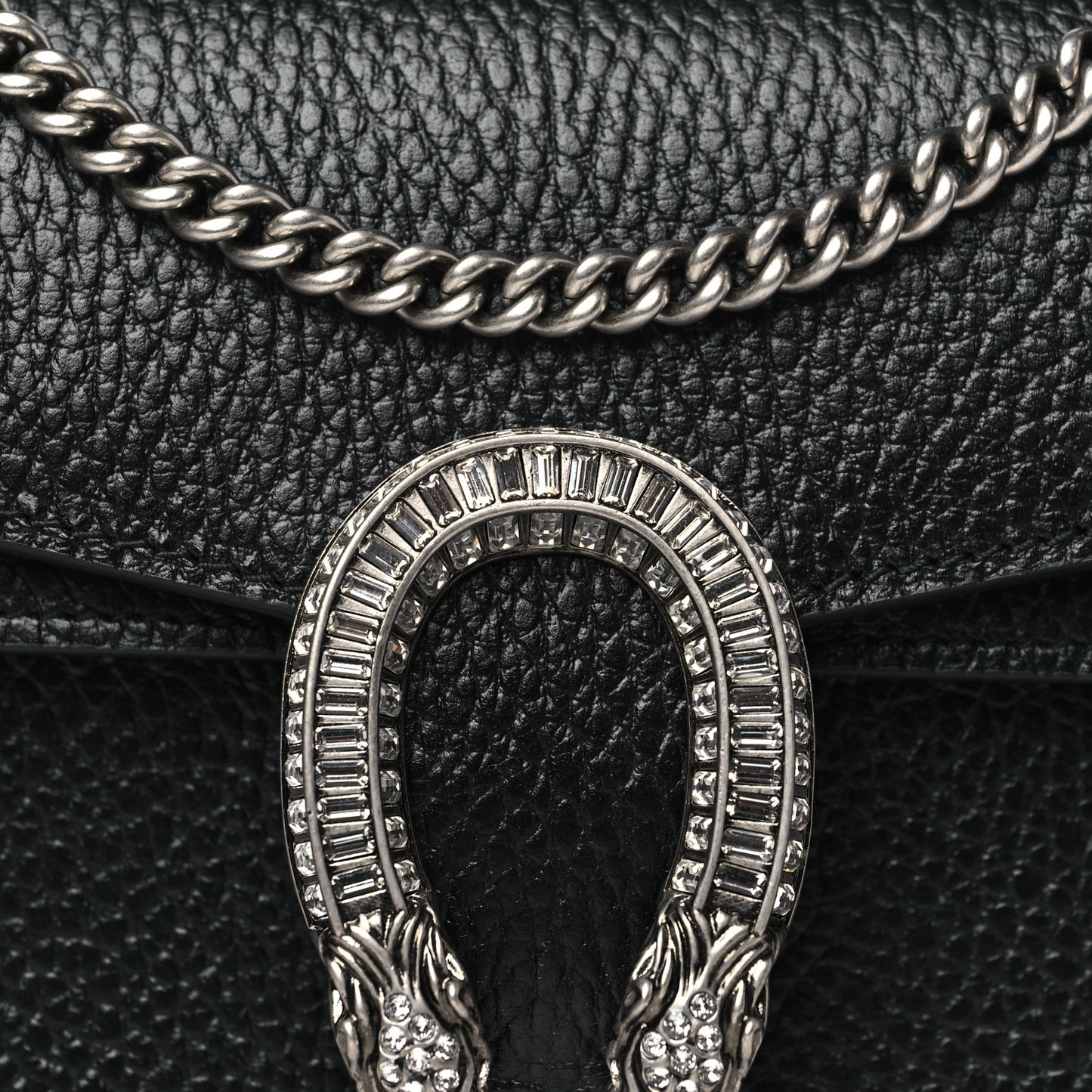 Dollar Calfskin Crystal Mini Dionysus Top Handle Bag Black Crystal