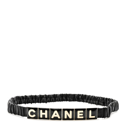 Chanel Lambskin Belt 85 34 Black White 1 of 4