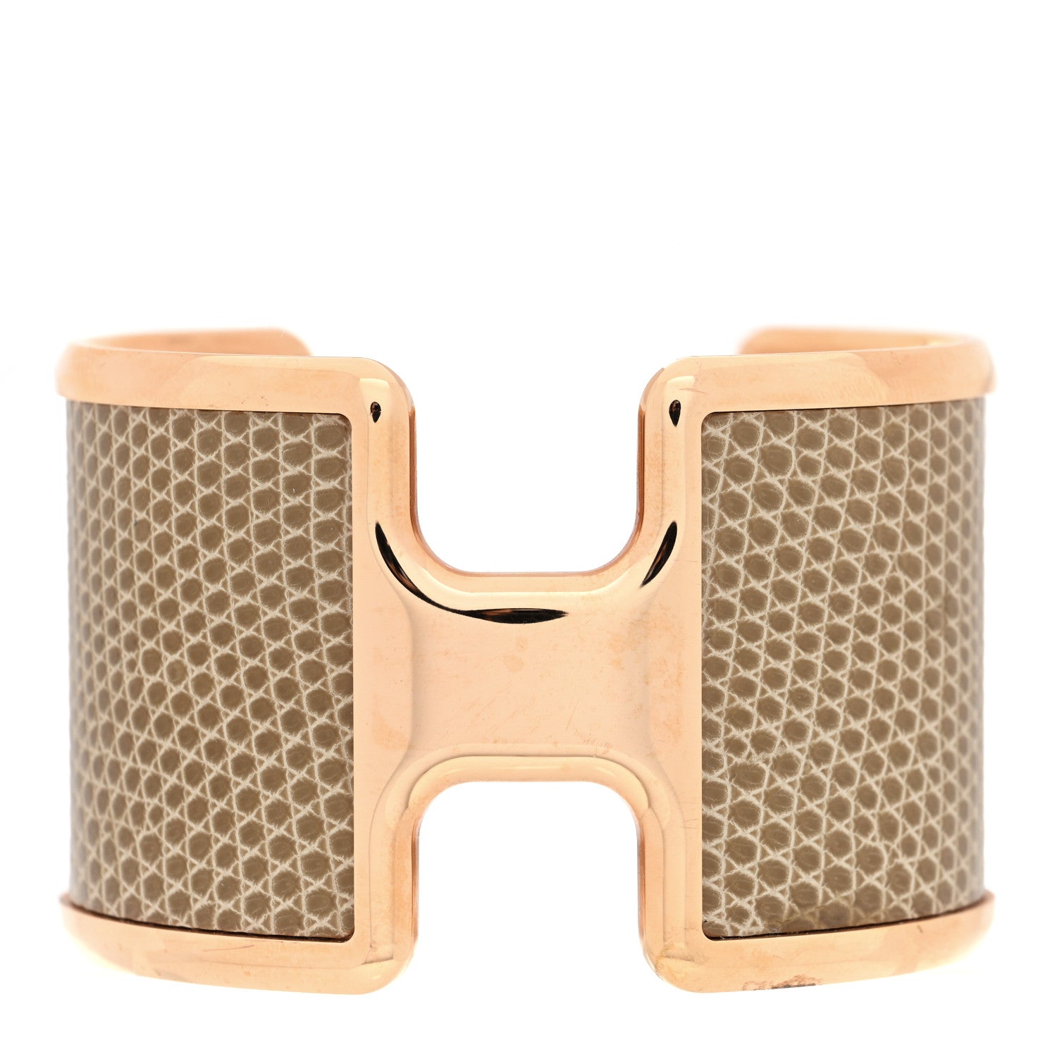 Hermes Lizard Olympe Cuff Bracelet Ficelle 1 of 5