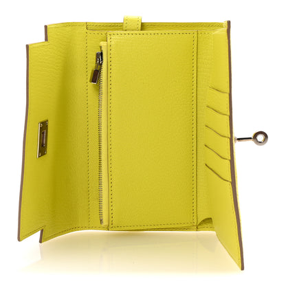 Hermes Chevre Mysore Medium Kelly Wallet Lime 5 of 7