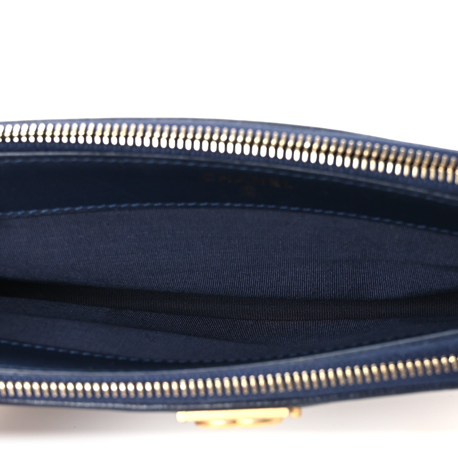 Chanel Caviar Quilted Small Boy Clutch With Chain Dark Blue 5 of 15
