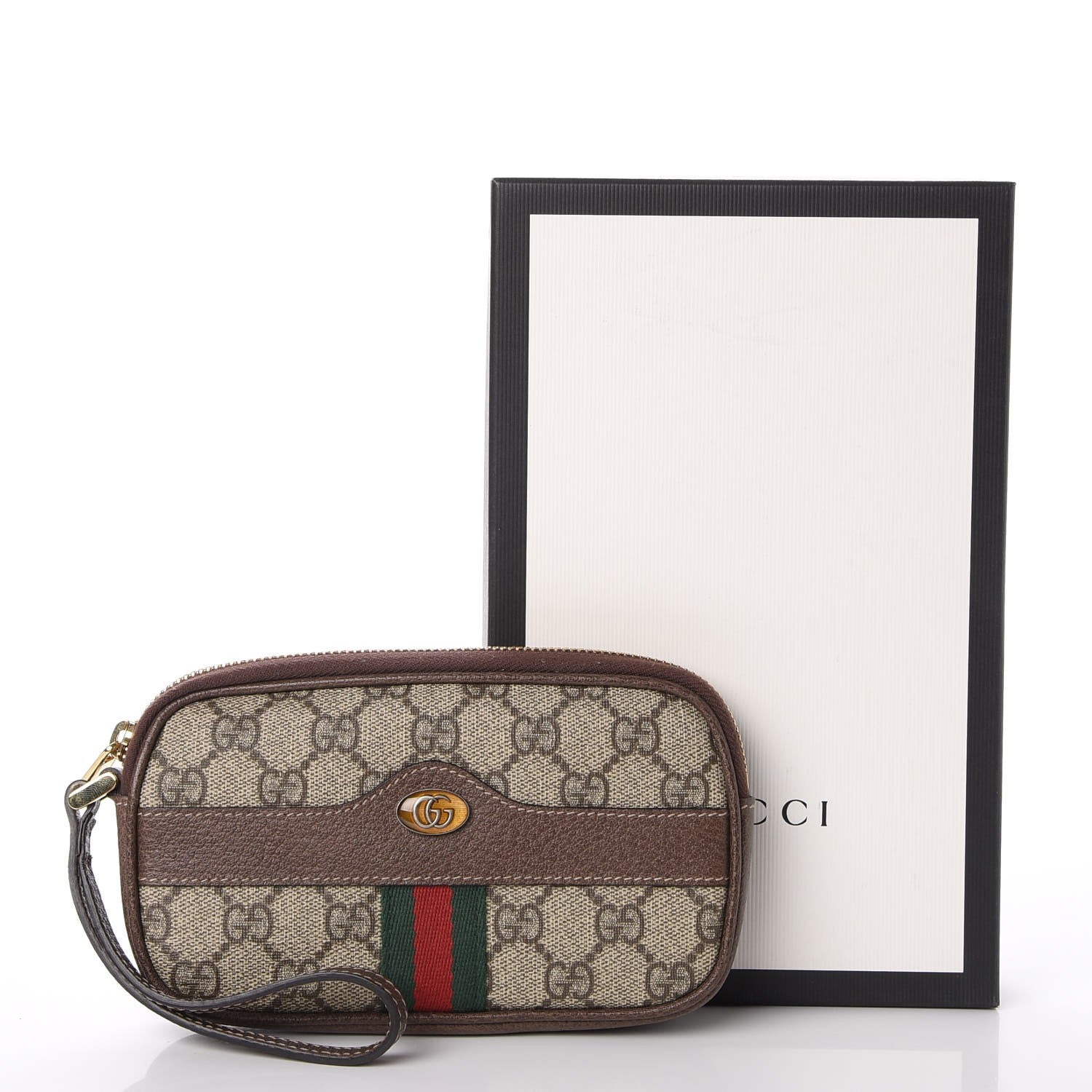 Gucci GG Supreme Monogram Ophidia Phone Case Wristlet Brown 8 of 8