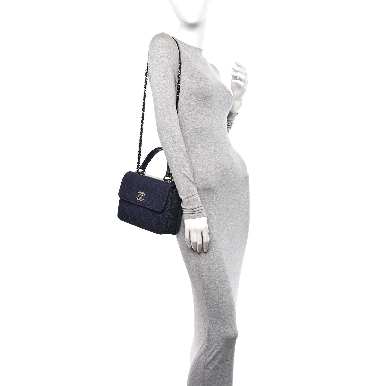 Chanel Denim Quilted Small Trendy CC Flap Dual Handle Bag Blue 2 of 11