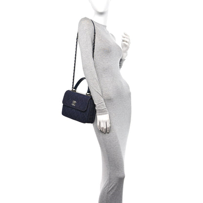 Chanel Denim Quilted Small Trendy CC Flap Dual Handle Bag Blue 2 of 11