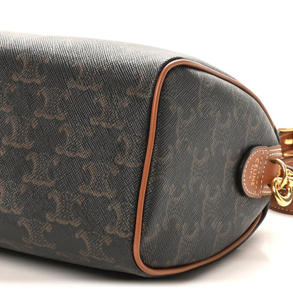 Celine Triomphe Canvas Calfskin Small Boston Bag Tan 9 of 9