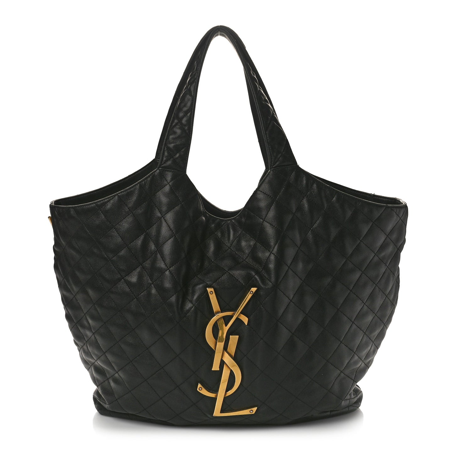 Lambskin Quilted Maxi Icare Shopping Tote Black
