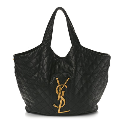 Saint Laurent Lambskin Quilted Maxi Icare Shopping Tote Black 1 of 14
