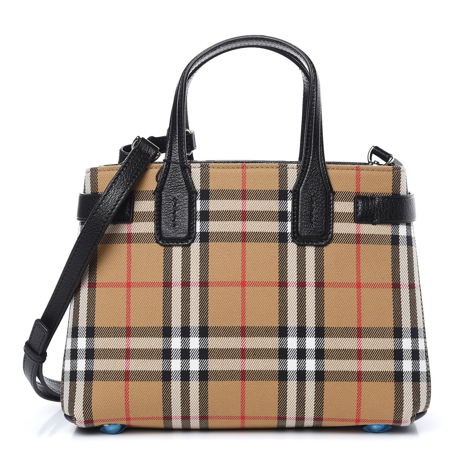 Burberry Goatskin Vintage Check Small Banner Tote Black 1 of 9