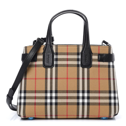 Burberry Goatskin Vintage Check Small Banner Tote Black 1 of 9