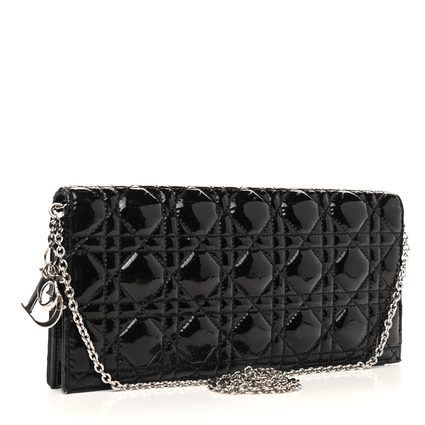 Patent Cannage Lady Dior Convertible Clutch Black