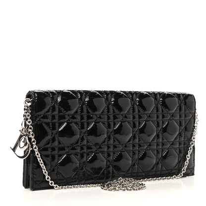 Christian Dior Patent Cannage Lady Dior Convertible Clutch Black 3 of 8