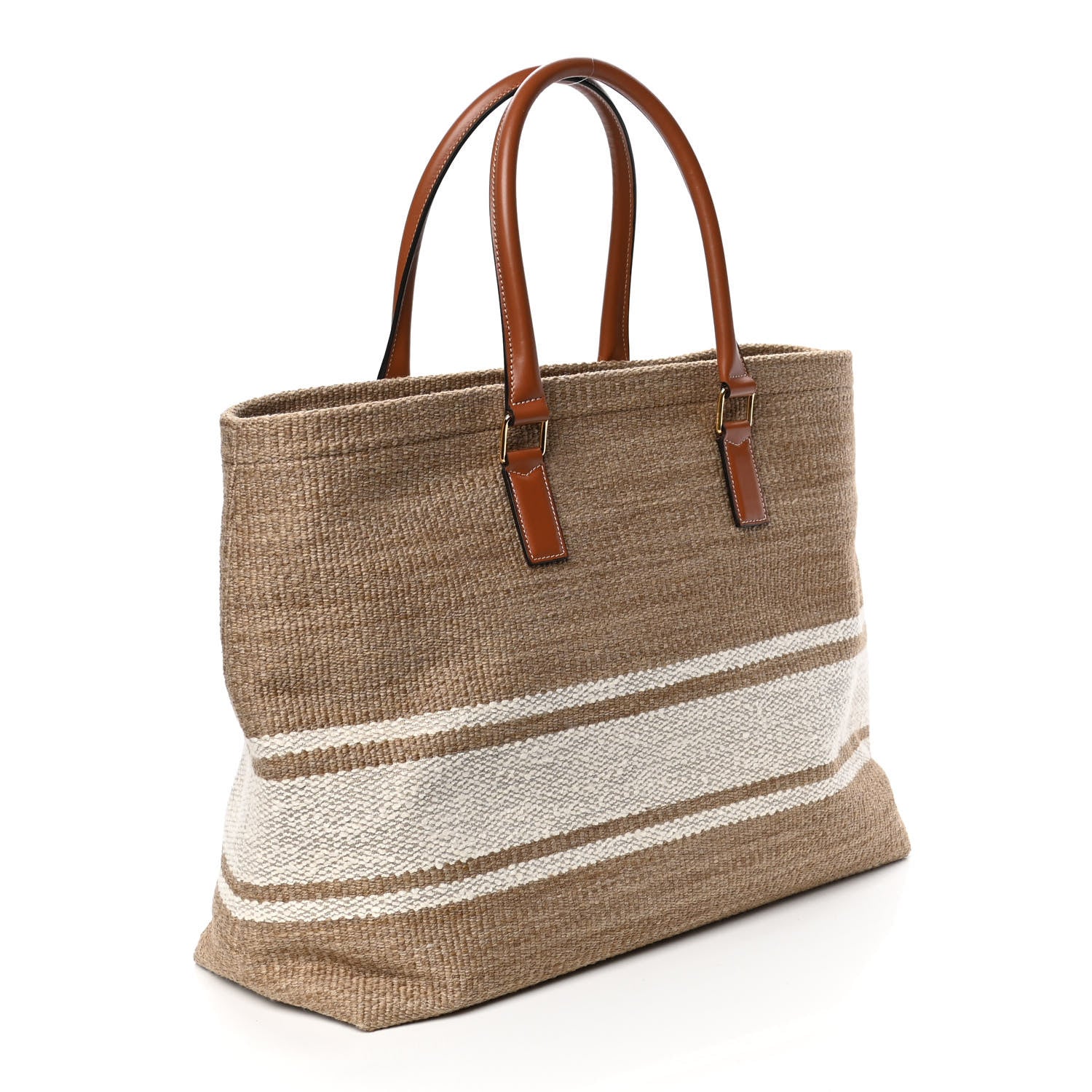 Celine Textile Calfskin Horizontal Cabas Beige Tan 2 of 4
