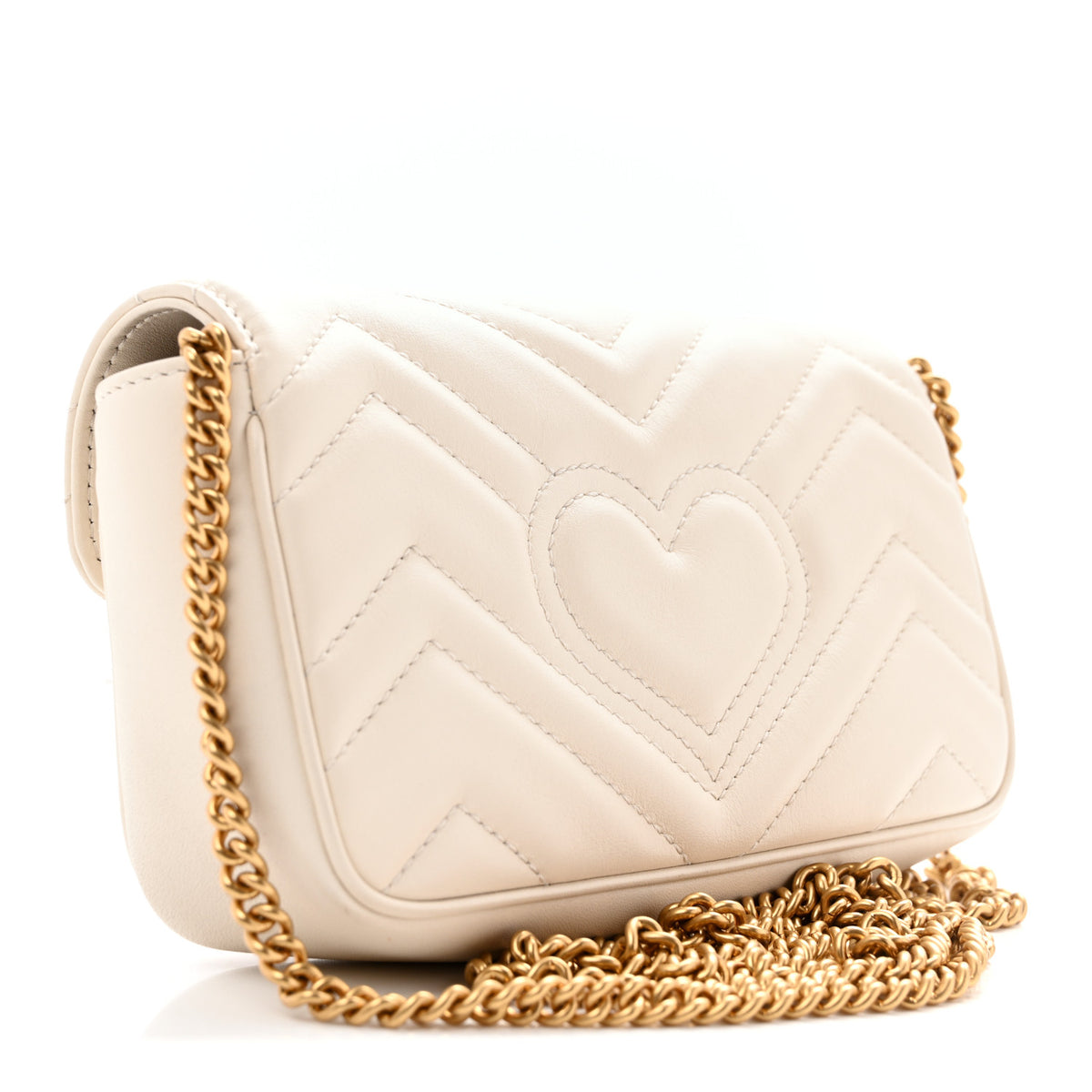 Calfskin Matelasse Super Mini GG Marmont Shoulder Bag White
