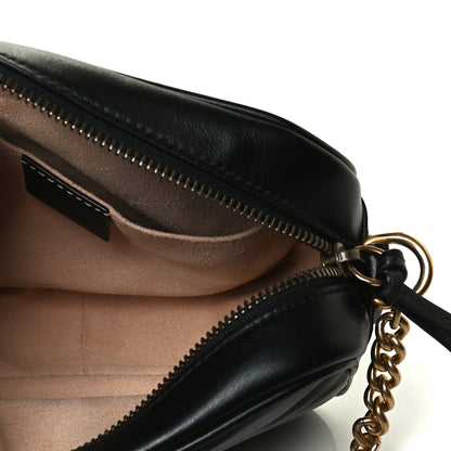 Gucci Calfskin Matelasse Mini GG Marmont Chain Shoulder Bag Black 4 of 12