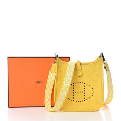 Hermes Taurillon Clemence Amazone Evelyne TPM Jaune De Naples White 10 of 10