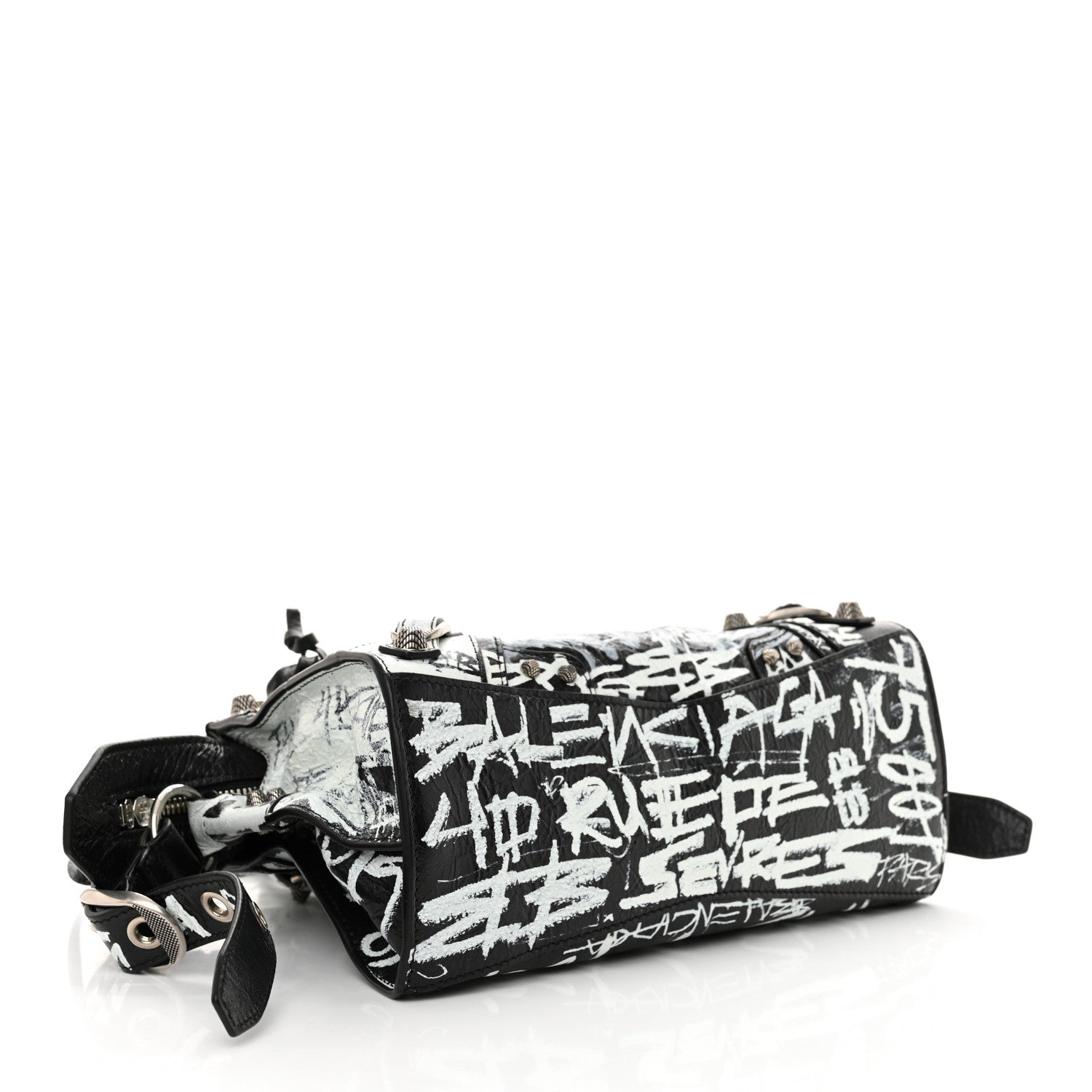 Balenciaga Agneau Arena Graffiti Neo Cagole Handbag XS Black White 5 of 11