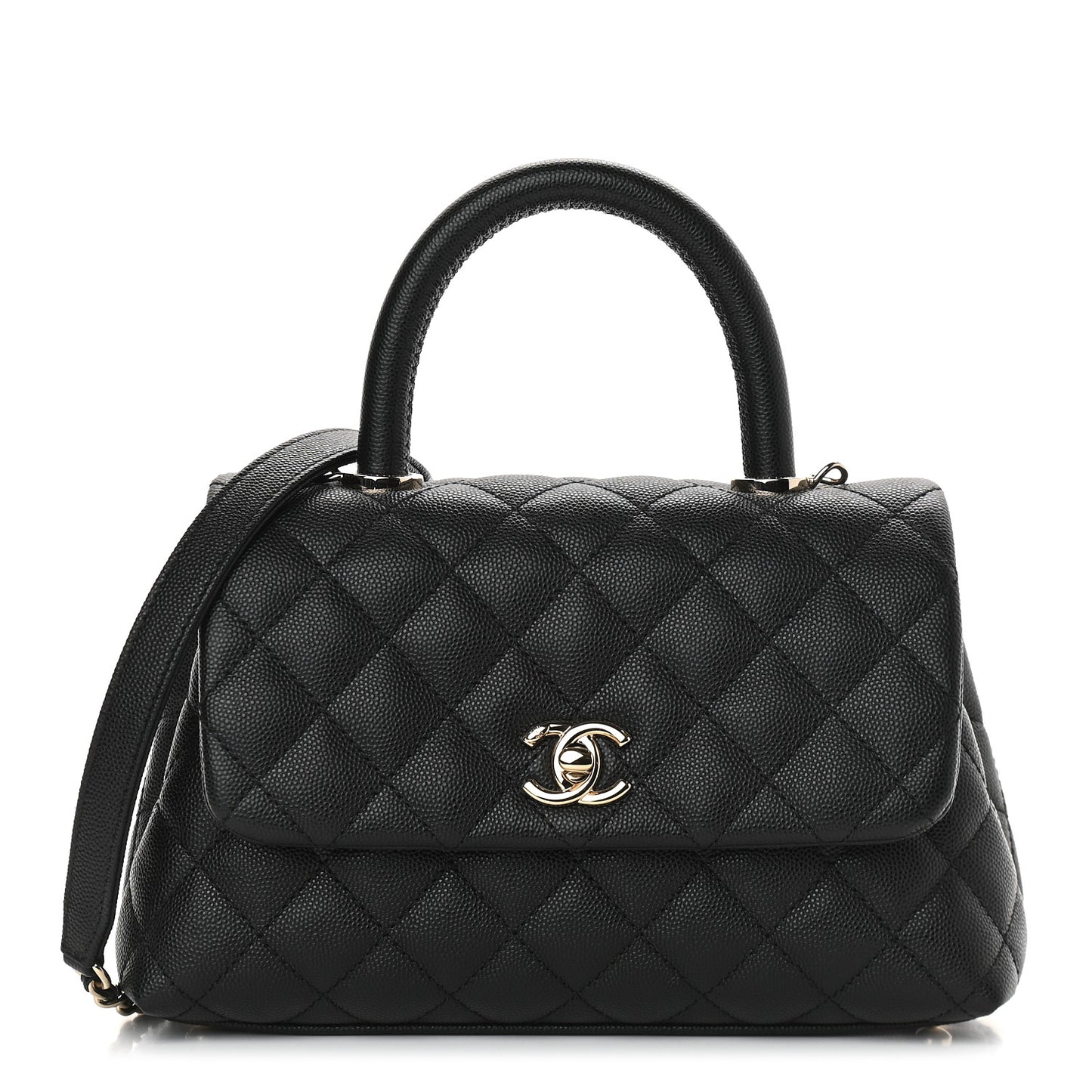 Caviar Quilted Mini Coco Handle Flap Black