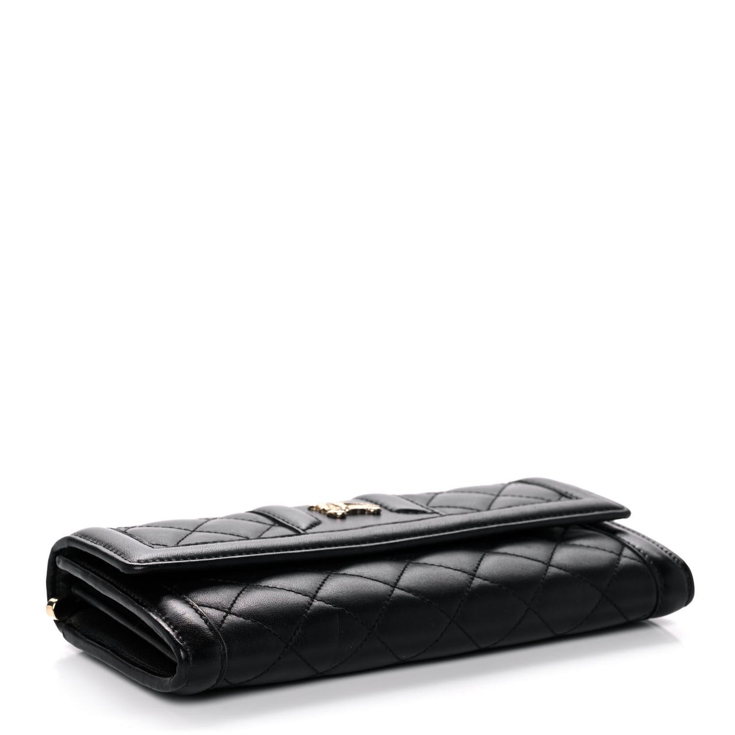 Calfskin Quilted Continental Wallet Black