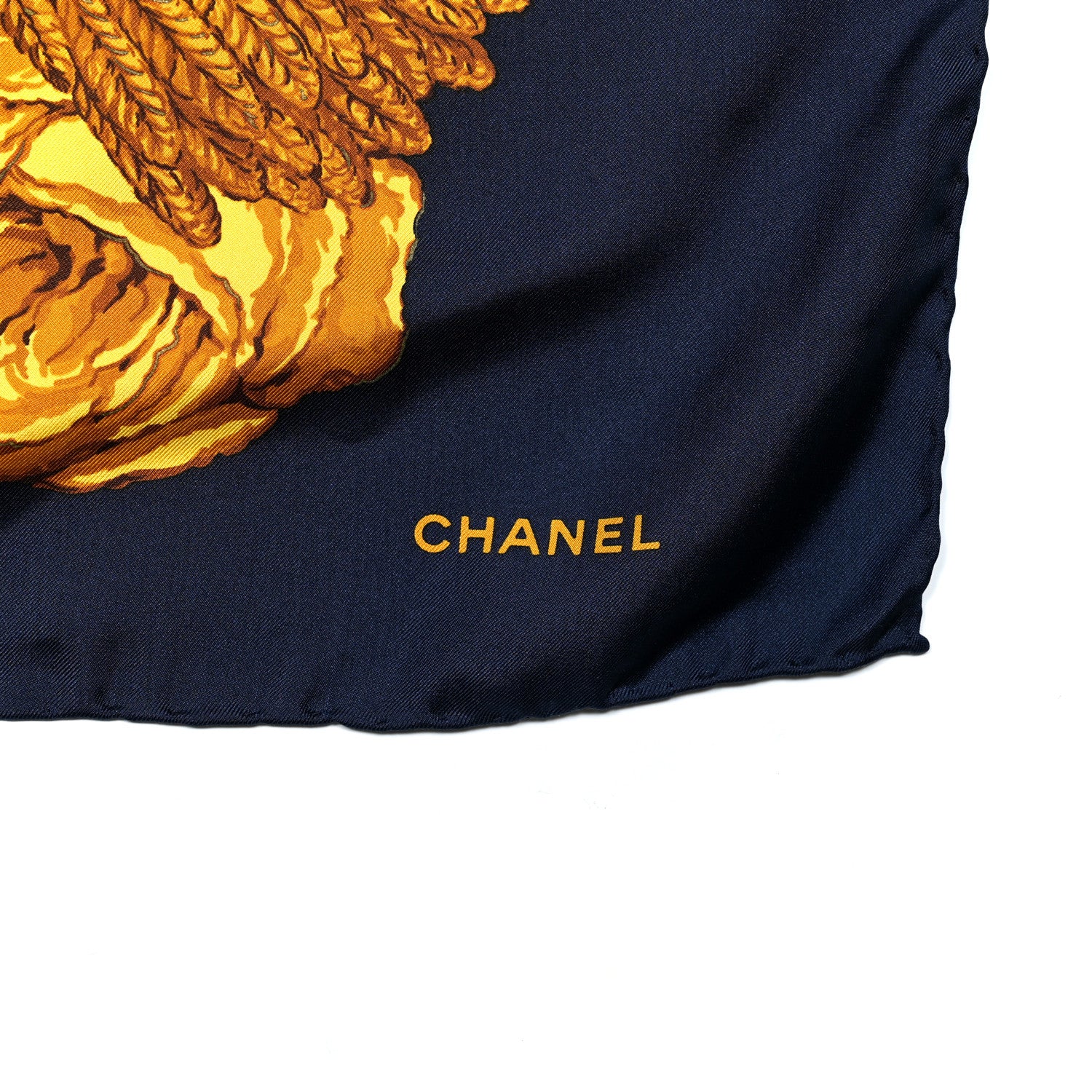 Chanel Silk Floral Chain Scarf Blue 2 of 4