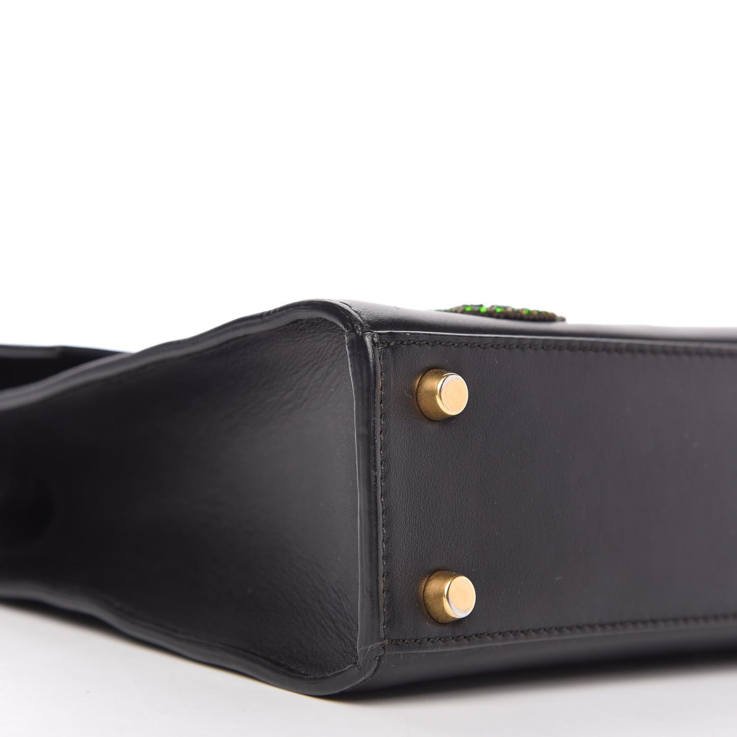 Nappa Crystal Embroidered Alphabet Icon Flap Black