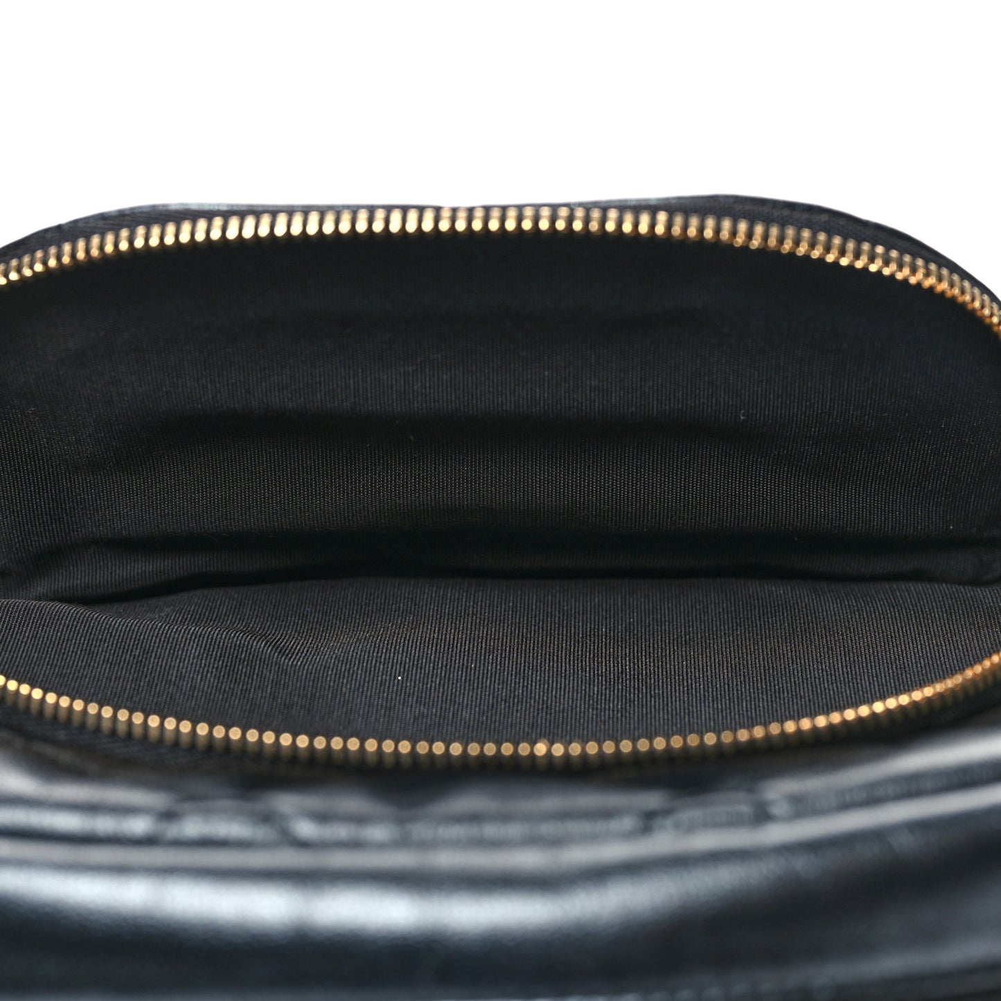 Iridescent Lambskin Quilted Double Zip Pouch Black