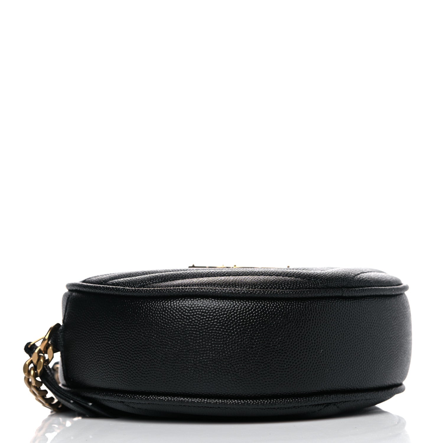Saint Laurent Grain De Poudre Matelasse Chevron Quilted Round Vinyle Camera Bag Black 4 of 7