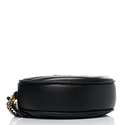 Saint Laurent Grain De Poudre Matelasse Chevron Quilted Round Vinyle Camera Bag Black 4 of 7