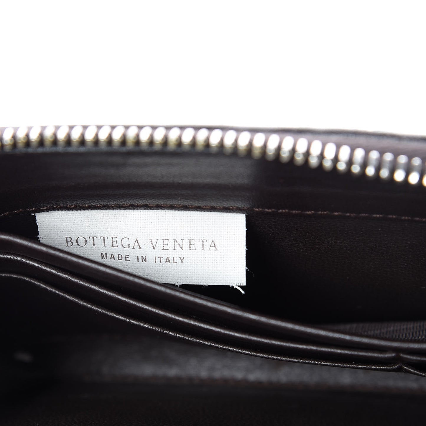 Nappa Intrecciato Zip Around Chain Wallet Ebano