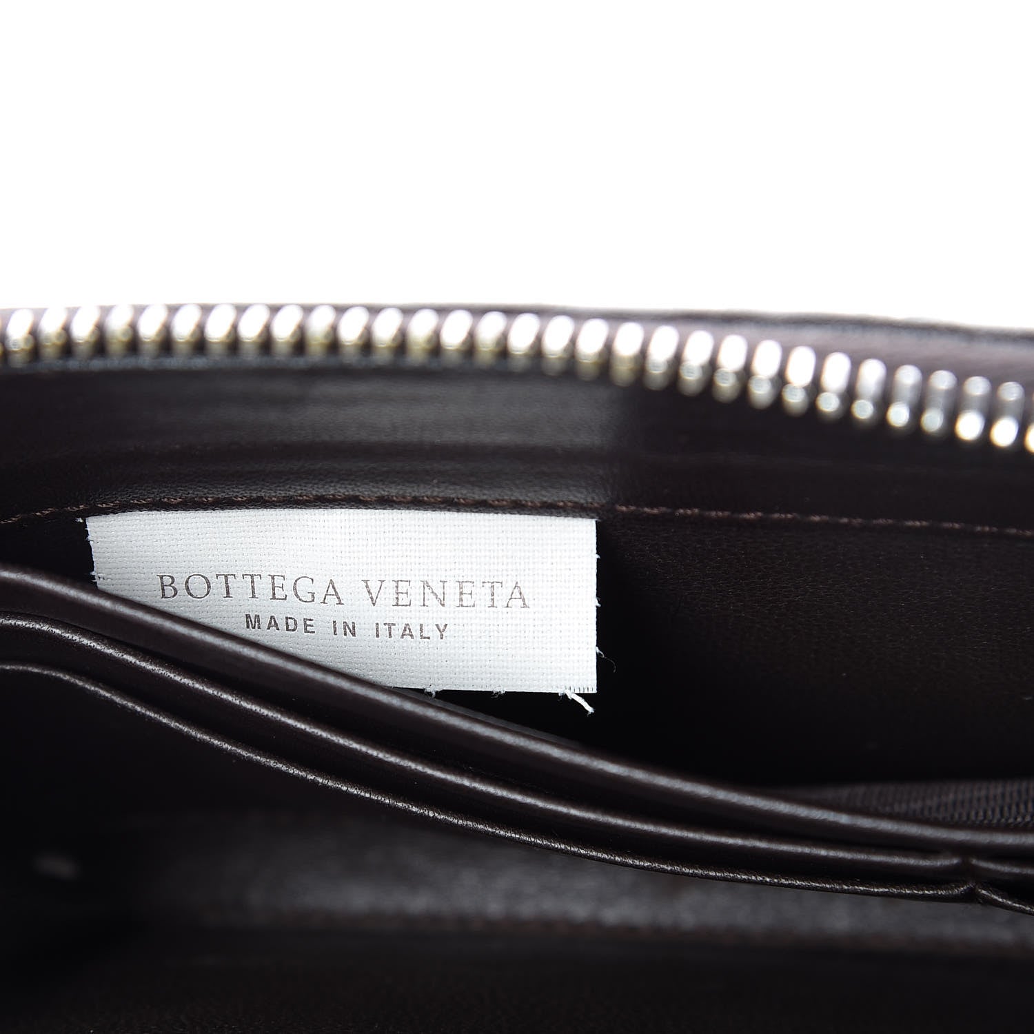 Bottega Veneta Nappa Intrecciato Zip Around Chain Wallet Ebano 8 of 20