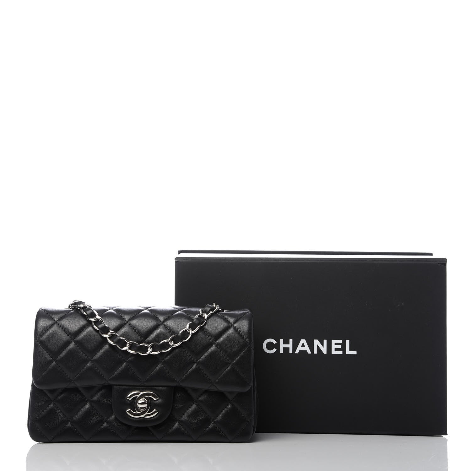 Chanel Lambskin Quilted Mini Rectangular Flap Black 9 of 9