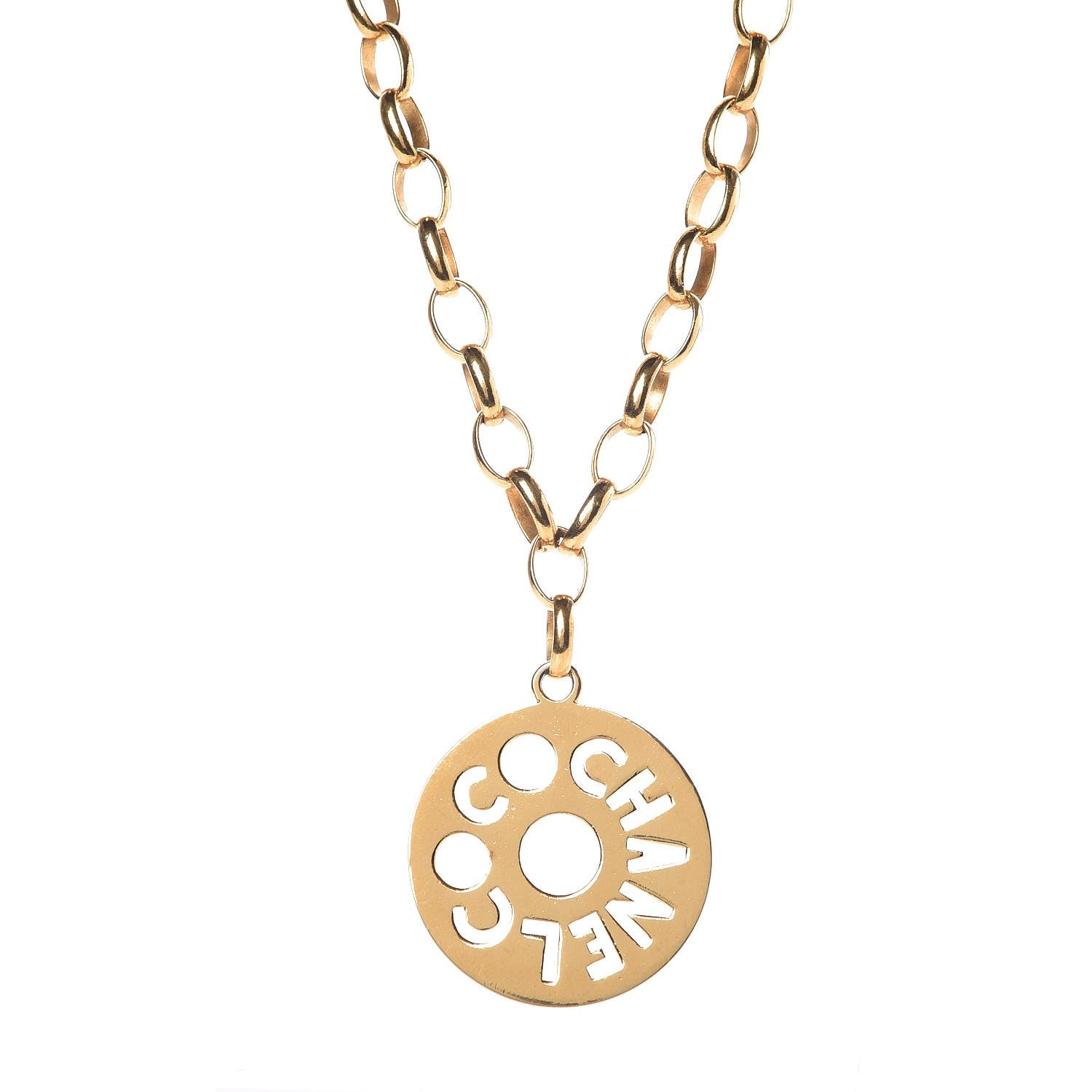 Chanel Medallion Long Chain Necklace Gold 1 of 5