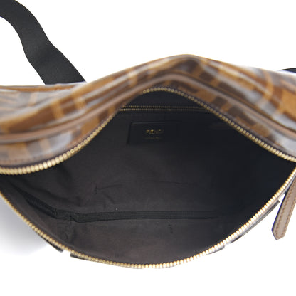 Fendi X FILA Glazed Fabric Vitello Century FF 1974 Mania Belt Bag Mogano Panna Blueberry 4 of 9