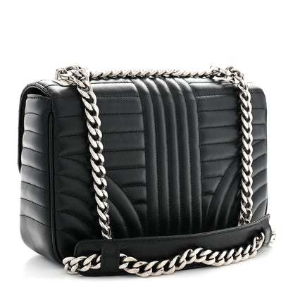 Prada Soft Calfskin Impunture Diagramme Medium Chain Flap Shoulder Bag Black 3 of 10