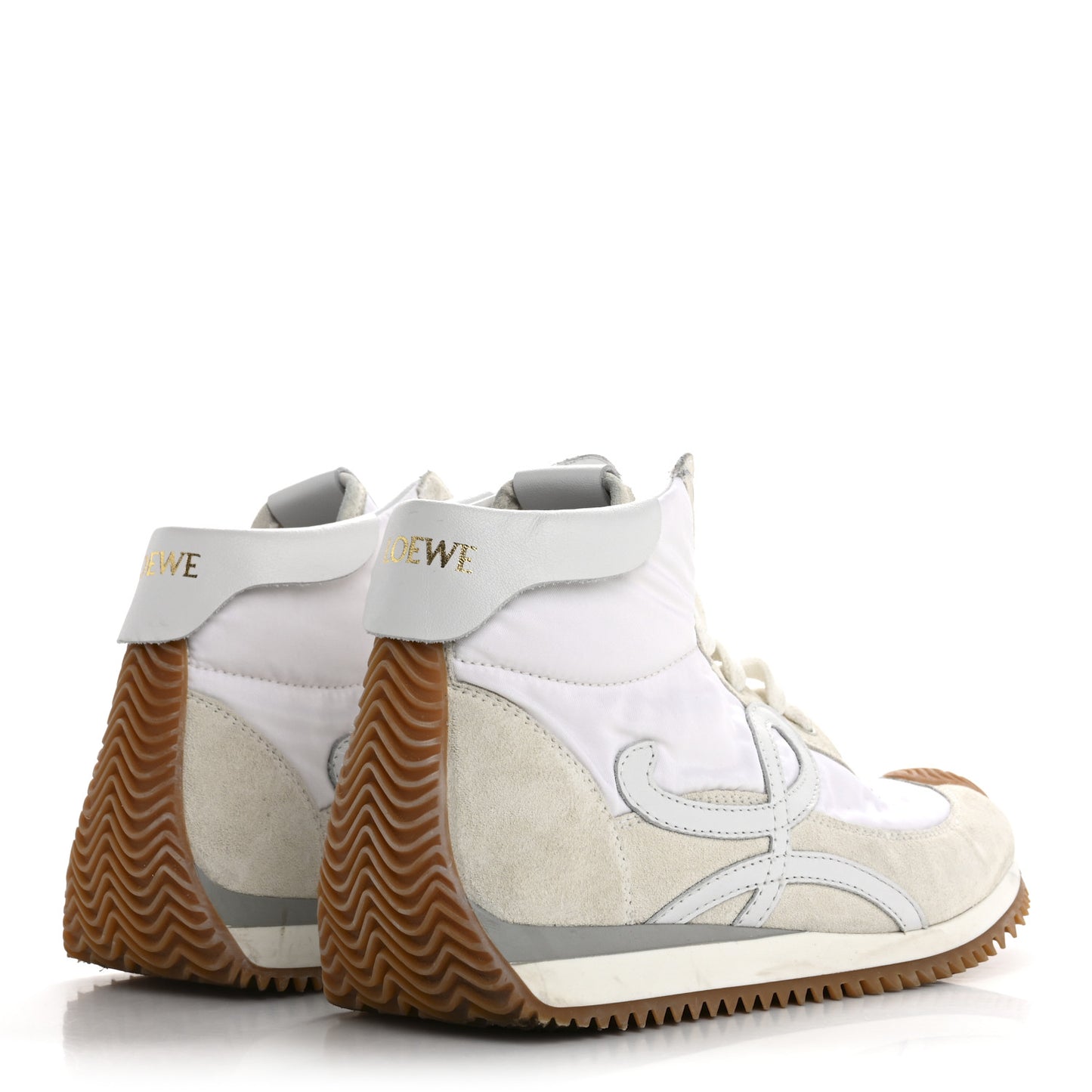 Nylon Suede Flow Retro Runner High Top Sneakers 37 White