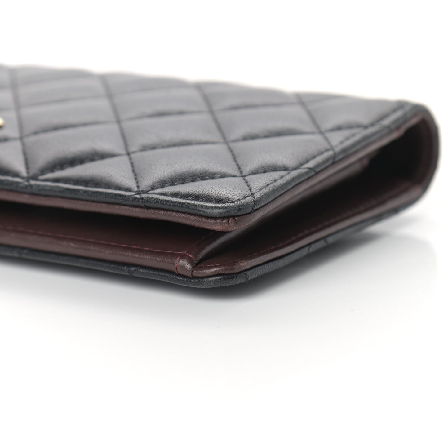 Lambskin Quilted Yen Wallet Black