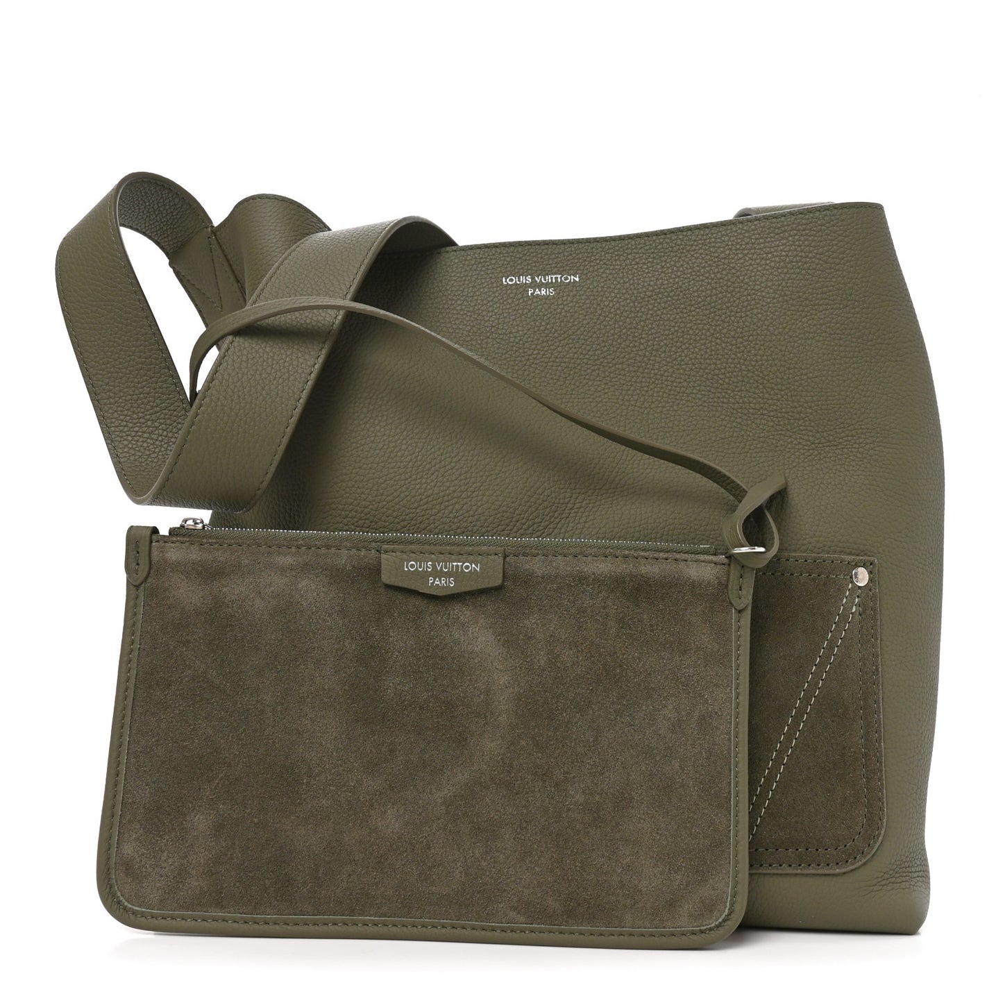 LV Touch Calfskin Reversible Verso Hobo H38  Khaki Green