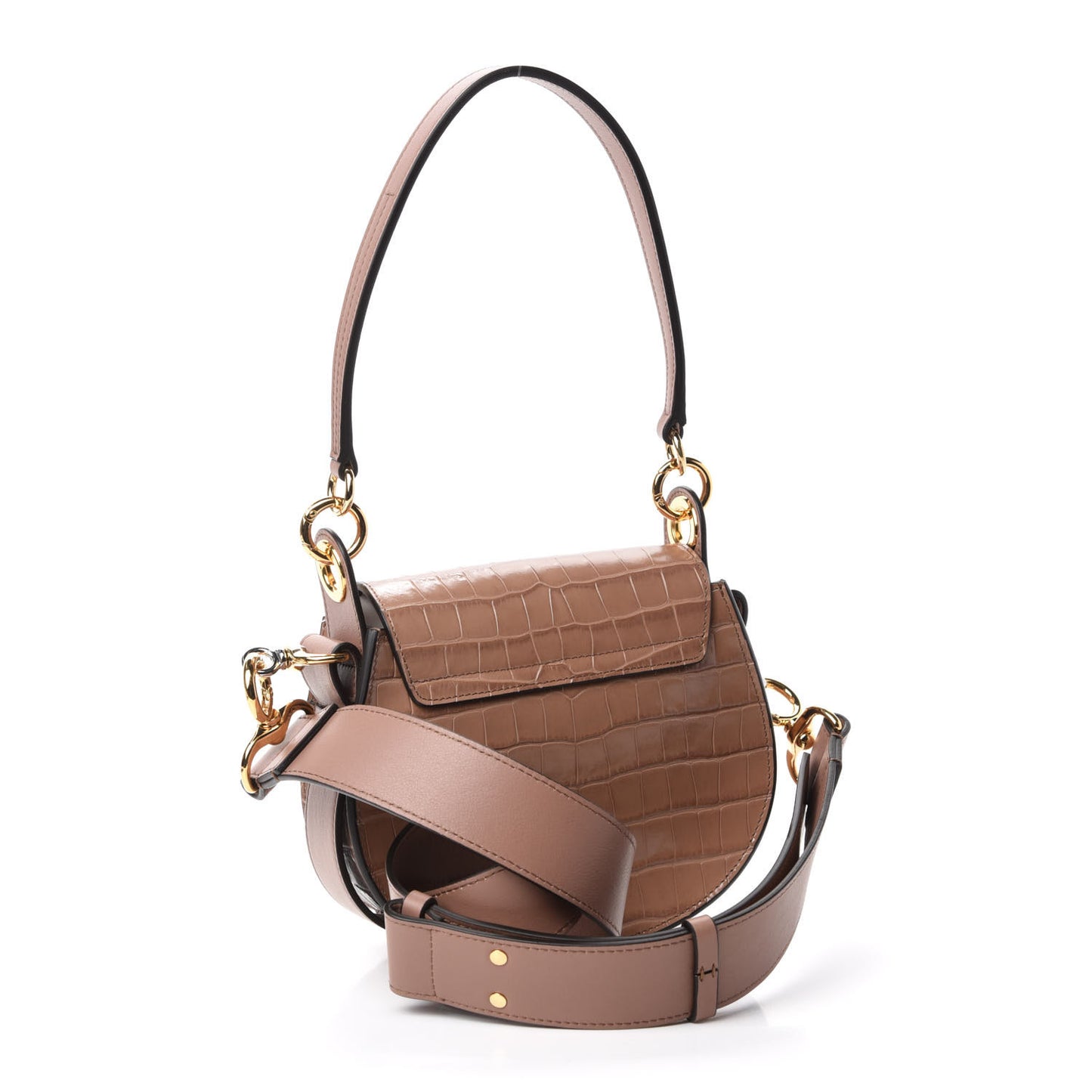 Calfskin Crocodile Embossed Small Tess Bag Woodrose