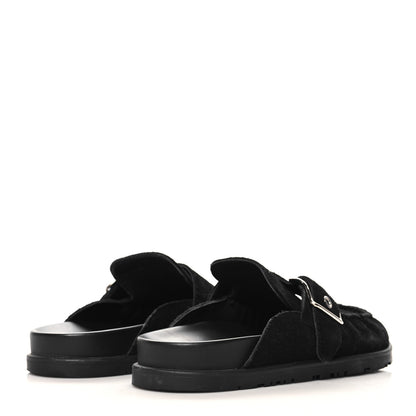 Hermes Suede Calfskin Go Mules 37.5 Black 5 of 9