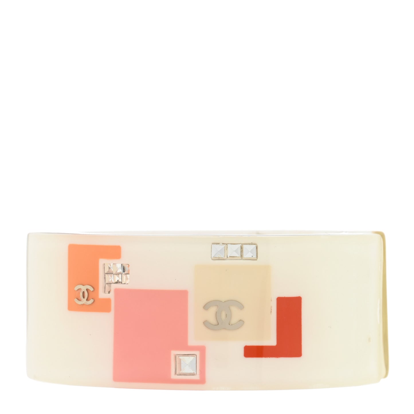 Resin Crystal CC Bangle Bracelet White Multicolor