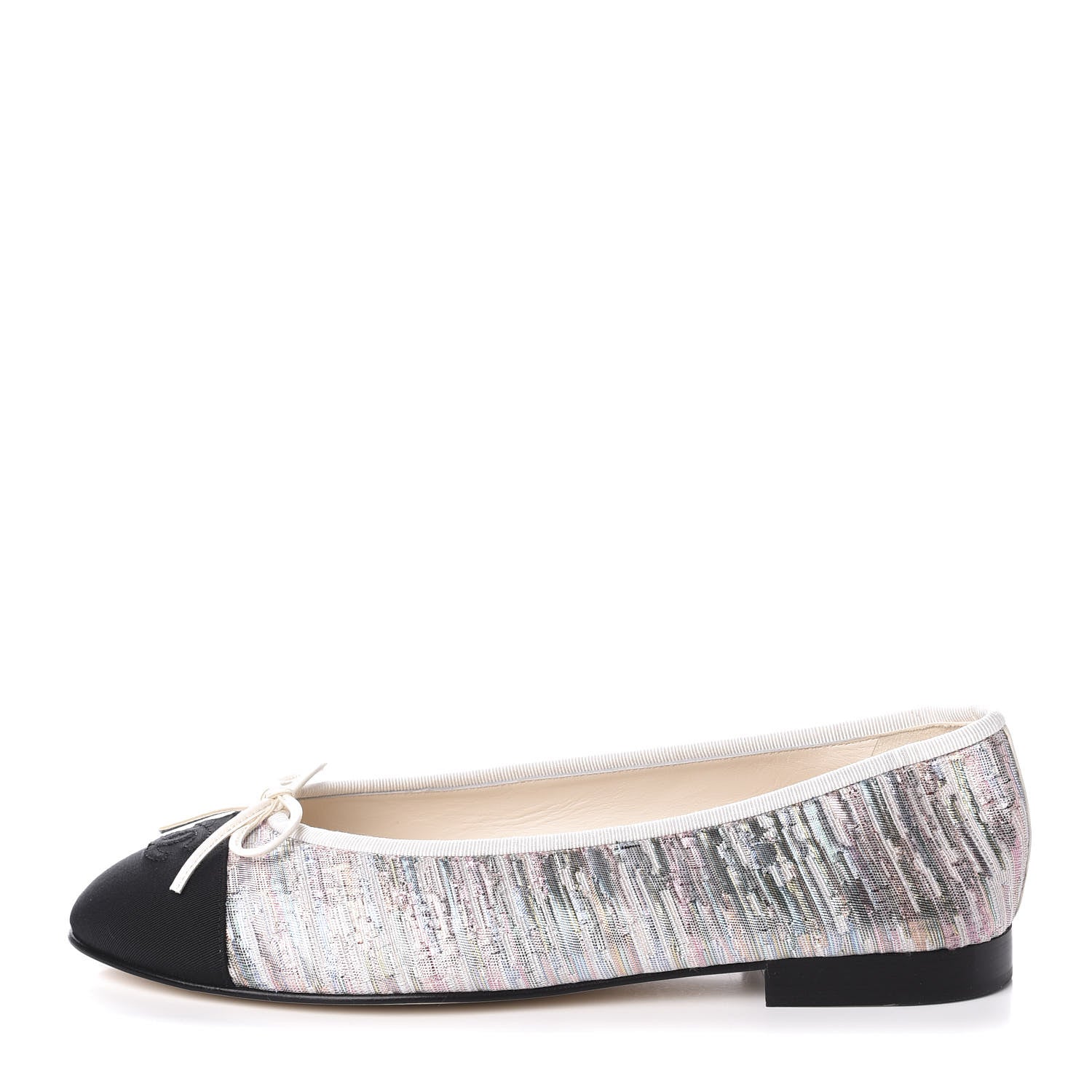 Chanel Sequin Grosgrain Cap Toe Ballerina Flats 40.5 Black Multicolor 1 of 10