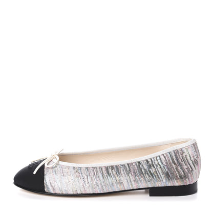 Chanel Sequin Grosgrain Cap Toe Ballerina Flats 40.5 Black Multicolor 1 of 10
