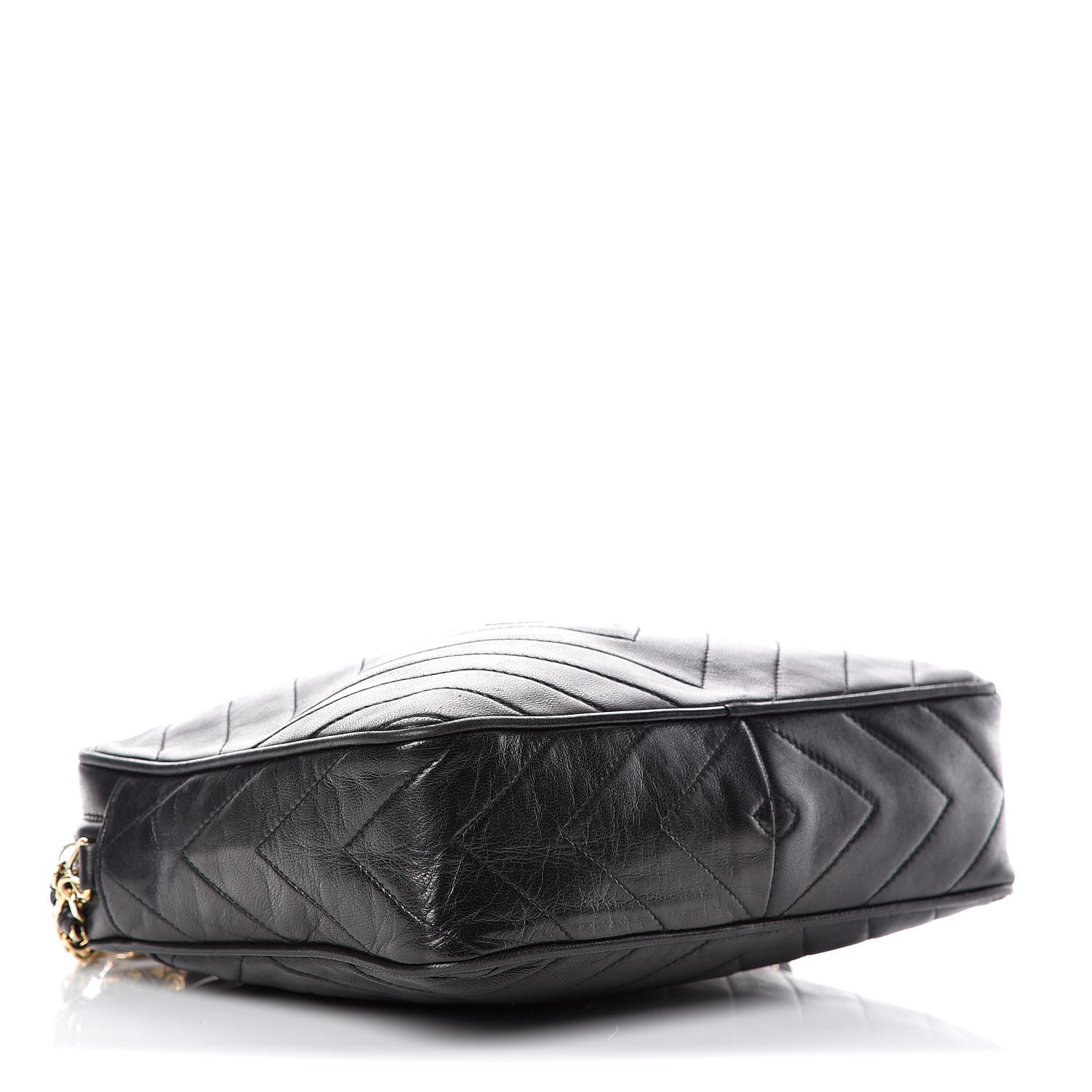 Chanel Lambskin Chevron Quilted Tassel Camera Case Black 4 of 10