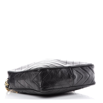 Chanel Lambskin Chevron Quilted Tassel Camera Case Black 4 of 10