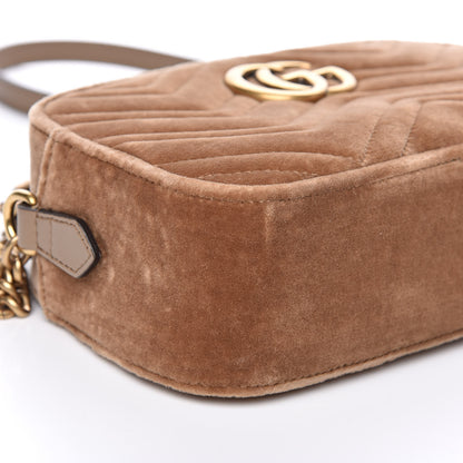 Gucci Velvet Matelasse Small GG Marmont Chain Shoulder Bag Taupe 8 of 11