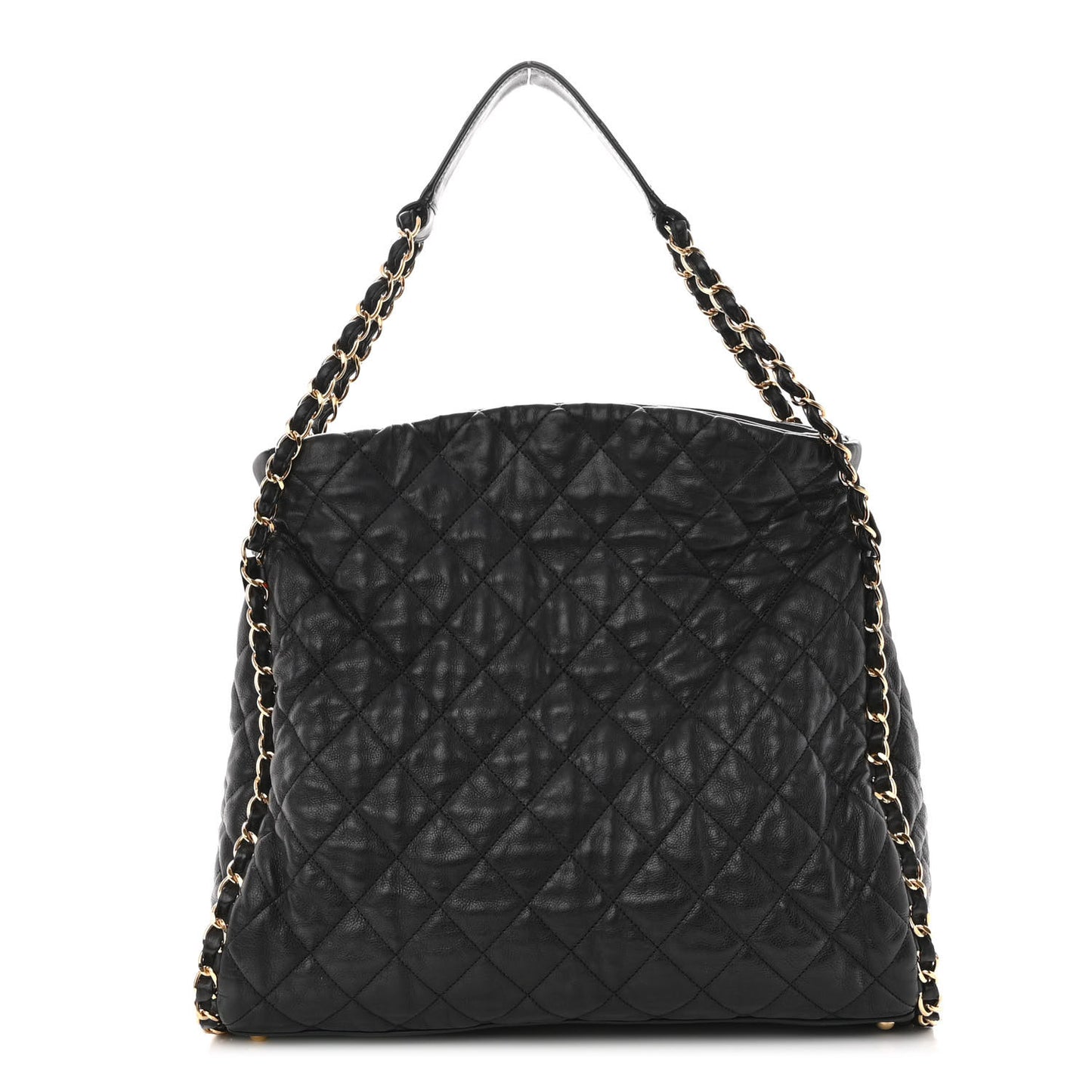 Calfskin Quilted Large Chain Me Hobo Black