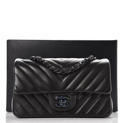 Chanel Lambskin Chevron Quilted Mini Rectangular Flap So Black 8 of 16