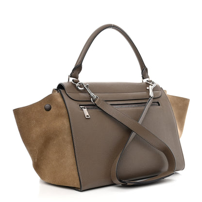 Celine Drummed Calfskin Suede Medium Trapeze Souris 3 of 14