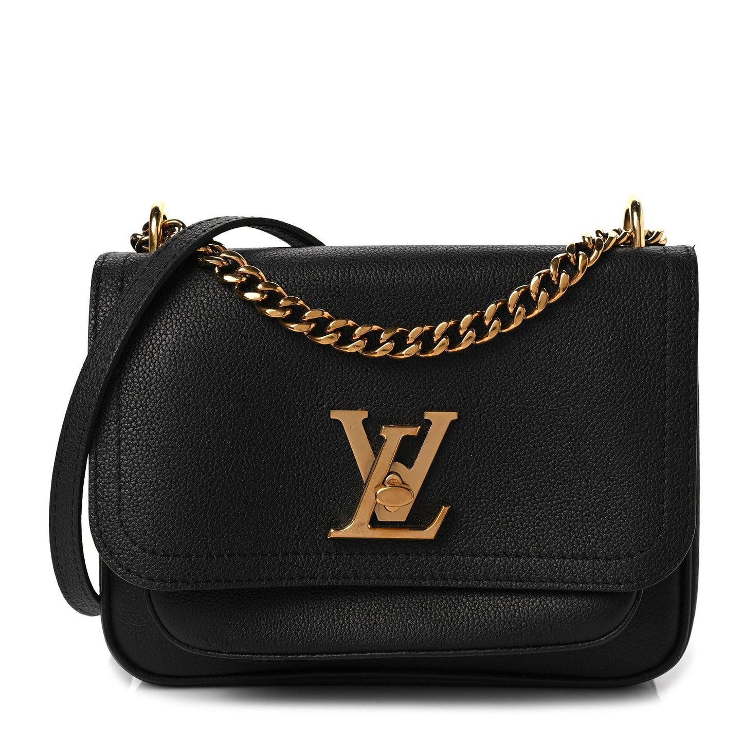 Grained Calfskin Lockme Chain Bag PM Black