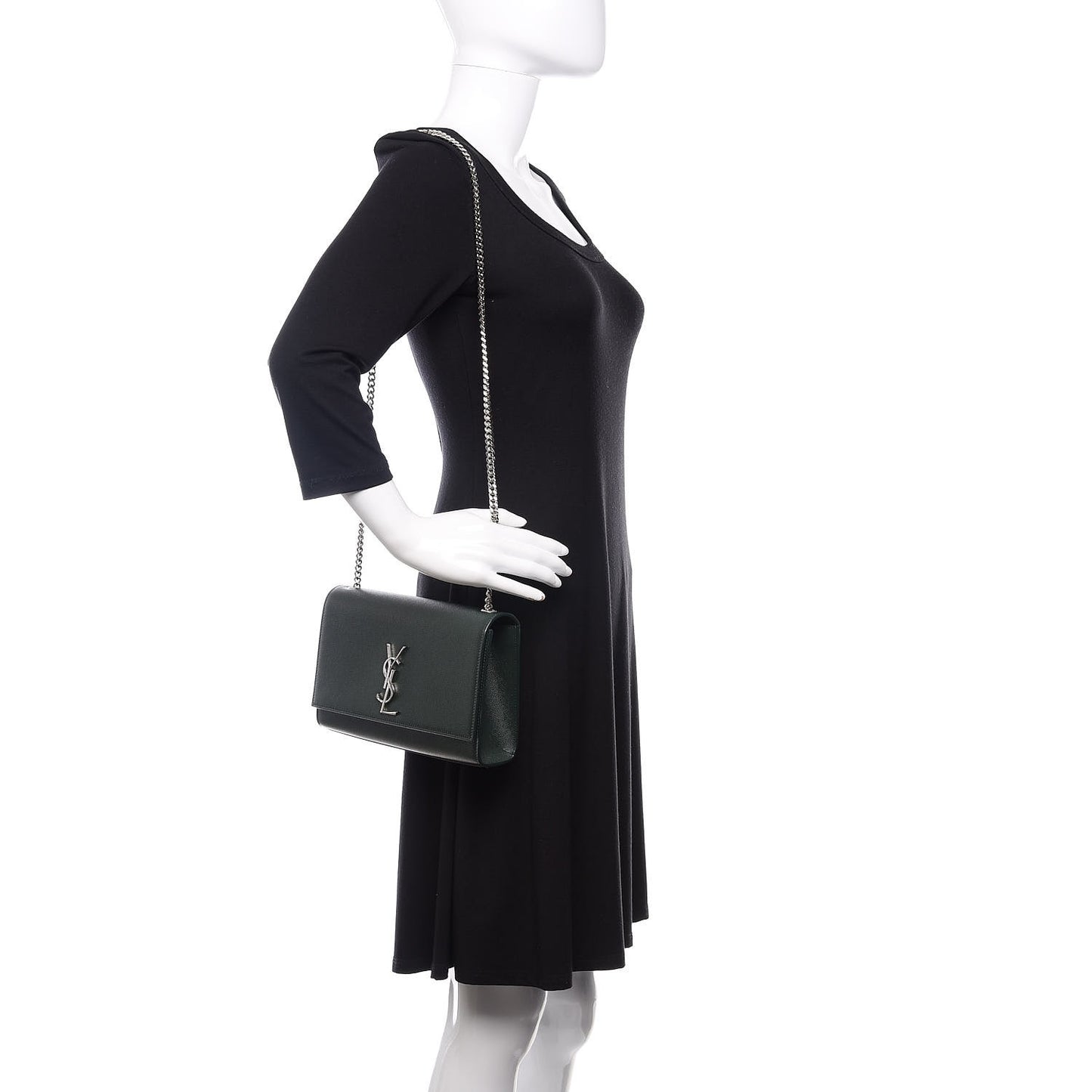 Grain De Poudre Medium Monogram Kate Satchel Vert Fonce